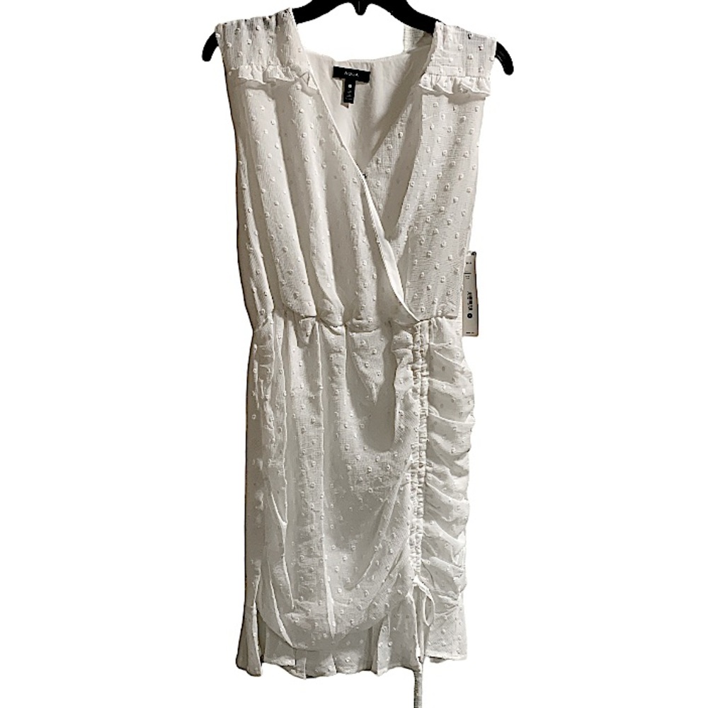 Aqua White Mini Scrunch dress